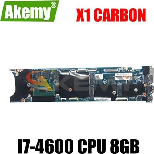 Akemy For Original Laptop Lenovo ThinkPad X1 CARBON TYPE 20A7 20A8 Motherboard Mainboard I7 i7-4600 CPU 8GB With Fan FRU 00UP985