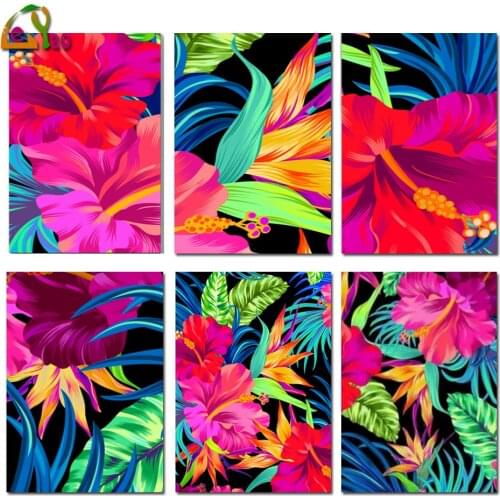 Diamond Embroidery Colorful Tropical Style Flowers Full Square Round 5d Diy Diamond Painting Mosaic Cross Stitch Kits Home Decor