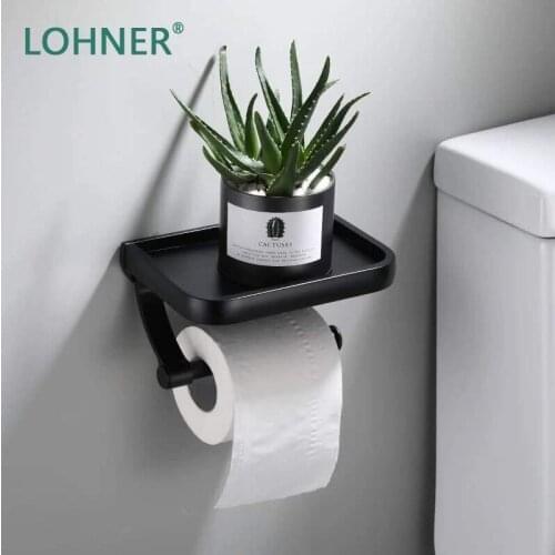 Lohner Alumimum Paper Towel Black With Extra Lining Bathroom Toilet Roll Holder Soporte Rollo De Papel Porte Rouleau Papier Wc