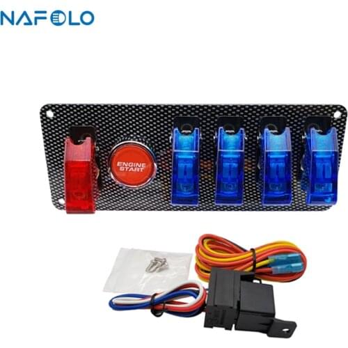 Auto Racing Car Ignition Switch Panel LED Toggle Engine Start Push Button Car Accessory 12V