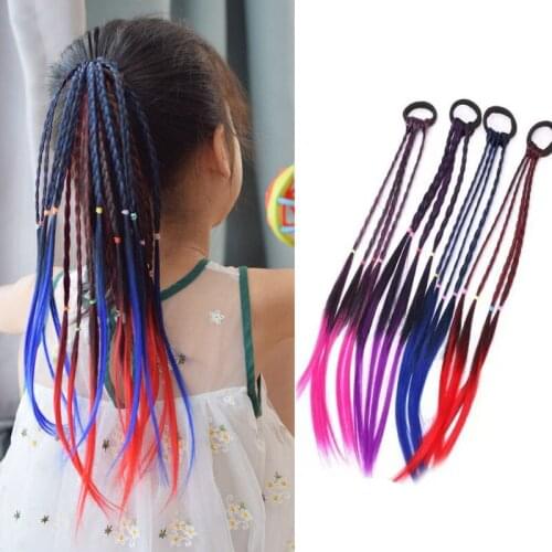 Colorful Gradient Headband Girls Twist Braid Rope Simple Rubber Band Hair Accessories Kids Wig Rope Hair Braider Tools Headwear