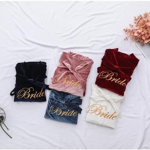 Female Casual Kimono Robe Bathrobe Gown Sexy Nightgown Home Clothes Velvet Homewear Nightdress Embroidery Bridal Party Gift