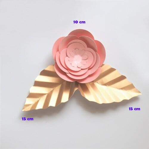 Artificial Flowers 10CM + Leaves 15CM Fleurs Artificielles Backdrop DIY Giant Paper Flowers Wedding Party Decor Baby Shower