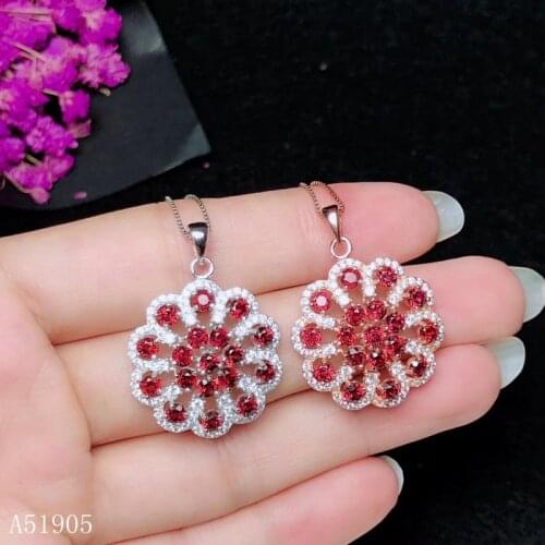 KJJEAXCMY boutique jewelry 925 sterling silver inlaid natural garnet gemstone female luxury necklace pendant support test