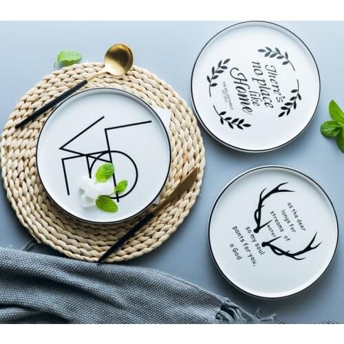 8 inch ins tableware green plant Nordic ceramic plate creative ceramic plate for Kitchen Decor Gift