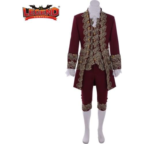 Cosplay legend 18th Century Uniform Marie Antoinette Rococo Costume Suit Mens Colonial Court Suit Custom Made H001