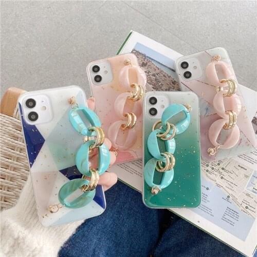 Marble Wrist Strap Phone Case For iPhone 12 11 Pro Max 12Mini X XR XSMAX 7 8 Plus SE2020 Bracelet Chain Back Cover Coque