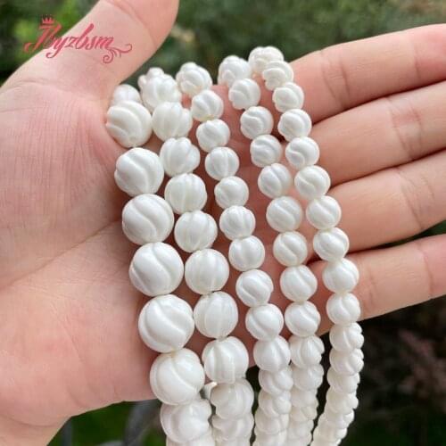 Natural AA White Tridacna Shell Twist Round 8/10/12mm Stone Beads Loose For DIY Necklace Bracelet Jewelry Making Strand 15"