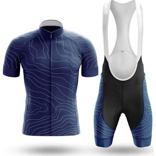 New 2021 Navy Cycling Jersey Set Sport Team Bike Men Clothing Quick Dry Summer Sleeve Cycling Road Ride Shirt Bib Short Gel Pad