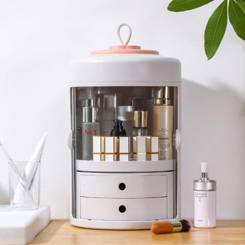New Arrival Rotatable Cosmetic Storage Box Portable Transparent Skin Care Products Storage Dust-proof Cosmetic Box