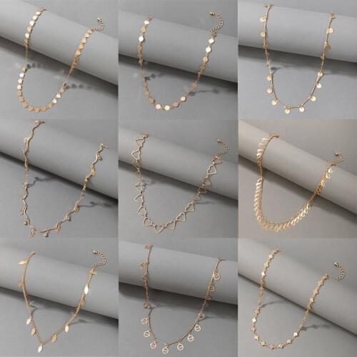 Tocona Charms Heart Chain Choker Necklace for Women Edgy Gold Color Alloy Metal Wedding Jewelry Accessories Collar 17664
