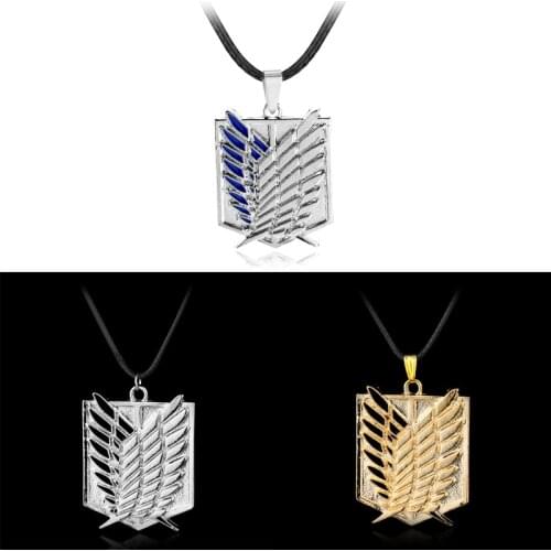 Metal Anime Attack on Titan Wings of Liberty Pendant Necklace Shingeki No Kyojin Cosplay Necklace Survey Corps Choker Necklace