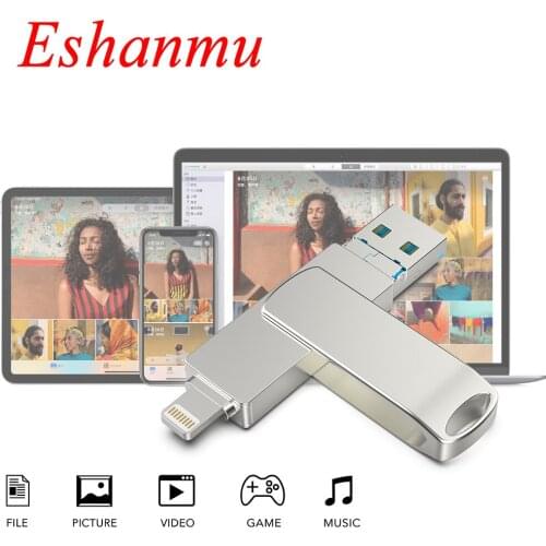 Eshanmu Hot Usb Flash Drive For Iphone IOS/Android/USB Eshanmu Fashion 8GB 16GB 32GB 64GB 128GB 256GB USB 3.0 Usb Disk