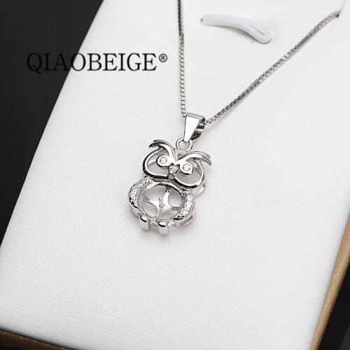 QIAOBEIGE DIY 925 Stering Silver Hoot shaped pearl Pendant best gift for girl wholesales and retails are welcomed