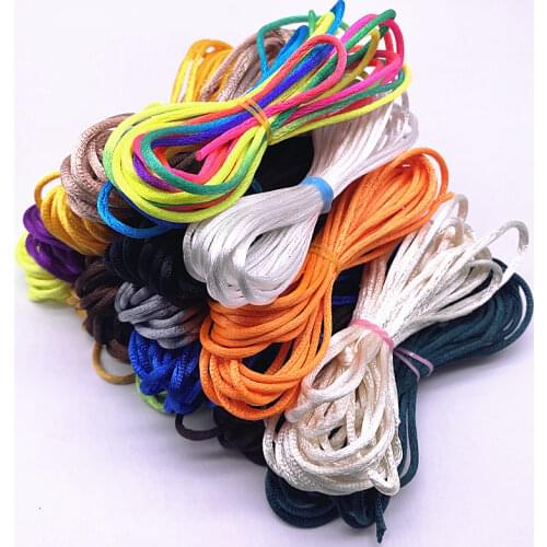5yards/lot 2.0mm Multicolour Chinese Knot Line Cord Silk Satin Cord Nylon Cord DIY Handmade Knitting String Cord