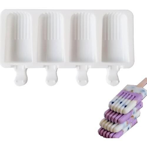 Silicone Ice Cream Mold DIY Homemade Popsicle Moulds Freezer 4 Cell Small Size Ice Cube Tray Popsicle Barrel Makers Baking Tools