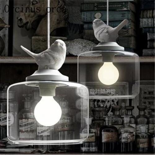 Nordic Restaurant Bar creative childrens room balcony entrance stairs single head glass bird shaped Chandelier
