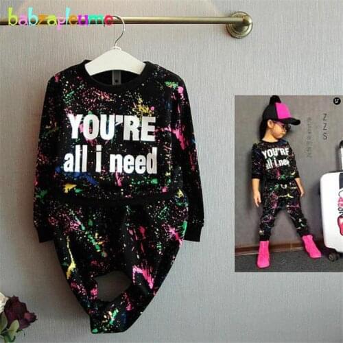 Autumn Kids Tracksuits Fashion Letter Print Sweatshirts+Pant 2PCS/Set Baby Girls Clothing Children Boy Sportwear Kid Outfit A021