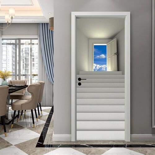 Tongtian corridor 3D door paste landscape wall paste bedroom bathroom renovation self-adhesive door sticker decorative paper