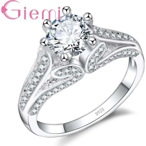 Simple Round Finger Ring Micro Inlay Full White Rhinestone Unique Silver Jewelry 925 Sterling Silver Bridal/Wedding Bague