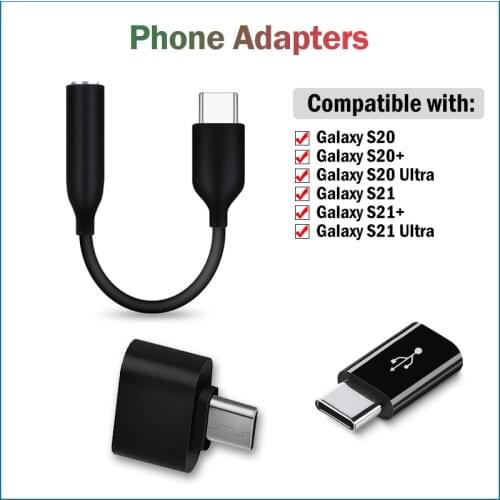 USB Adapters for Samsung Galaxy S21 S20 Ultra Plus +5G Type C OTG Charging Cable Connector USB-C to 3.5mm Audio Jack Converter