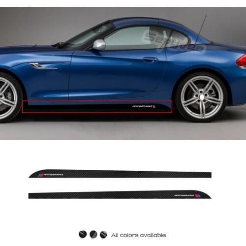 1 Pair New M Performance Car Side Skirt Sill Stripe Stickers for BMW Z4 E85 E86 E89 5D Carbon Fibre Vinyl Decal Car Accessories