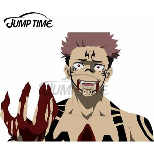 Jump Time 13 x 9.4cm Jujutsu Kaisen Yuji Itadori Car Stickers Graffiti Decal Vinyl Car Wrap Waterproof Auto For JDM SUV RV