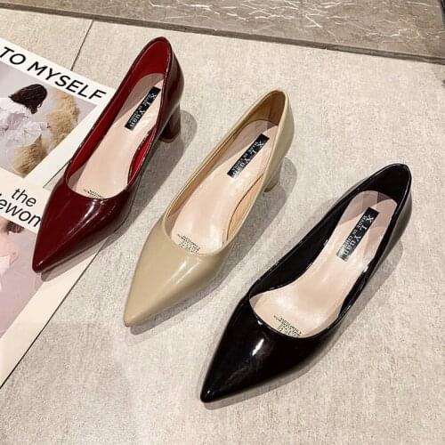 Red Bottom High Heels 2021 Fashion Solid Leisure Slip-on Square Heel Pumps Shoes For Women Casual Zapatos De Mujer Zapatos Talon