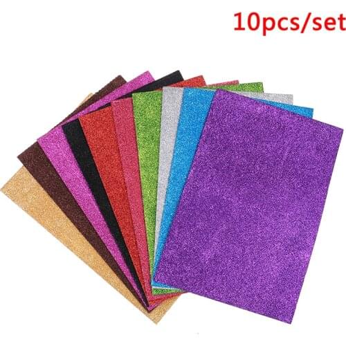 10Pcs random Diy Card A4 Sheets Fixed Glitter Single Sided Craft Glitter Paper