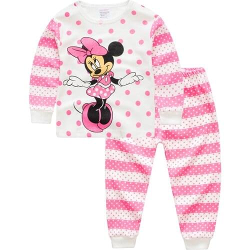 2019 Baby girls boys Cartoon Minnie Mickey pijamas infantil Cotton Sleepwear Nightwear Pajamas Set Kids girls pyjamas clothes