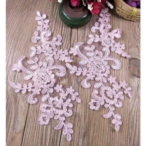 4 Pieces/lot High Quality Embroidery Pink ace Applique Flower Venice Lace Collar for Ladies Dress Clothing Decoration