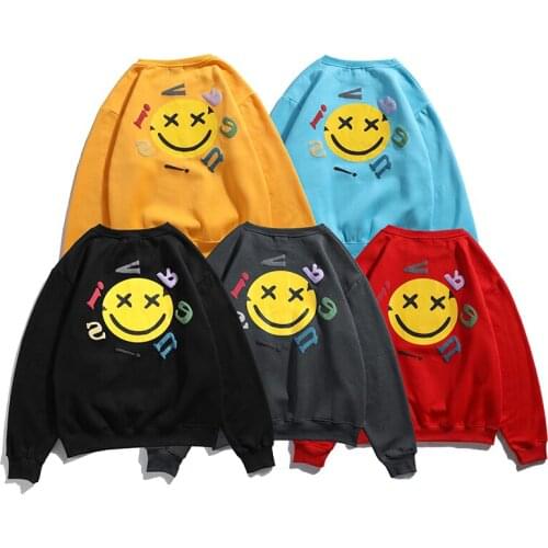 5 Colors Smiley Letter Foam Stranger Things Sweatshirt Mens Fleece Round Neck Oversize Pullover Hoodies Streetwear Casual Hoodie