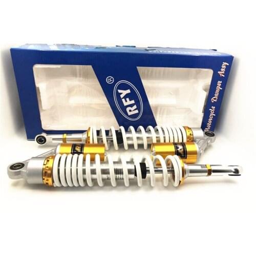 8mm Spring 420mm Motorcycle Shock Suspension Bumper for HONDA SUZUKI Kawasaki Aprilia KTM ATV Benelli YMAHA Silver + white