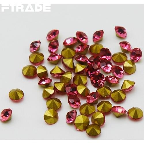 Promotion!High Quality Point Back Cone Shaped Rhinestones Rose Color Crystal Chaton Glass Stones Strass For Jewelry Making