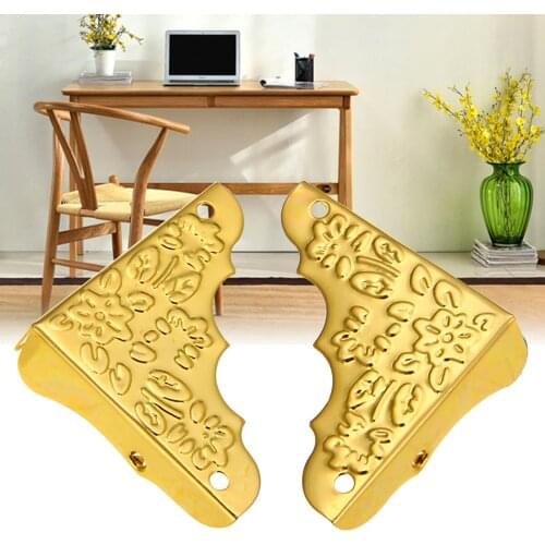 12pcs Retro Jewelry Box Corner Wooden Box Frame Feet Leg Protector Decor Corner Brackets Furniture Hardware Gold/Bronze/Silver