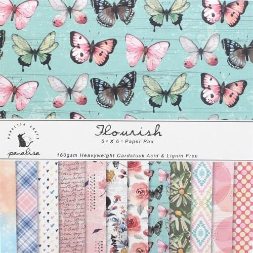 YPP CRAFT 12 Sheets Flourish Scrapbooking Pads Paper Origami Art Background Paper Card Making DIY Scrapbook Paper Craft