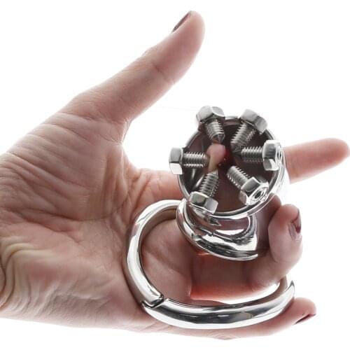 CBT CHASTITY FLOWER OF THORNS Stainless Steel Chastity Cage With With arc-shaped Cock Ring BDSM toys Bondage Fetish cock toys