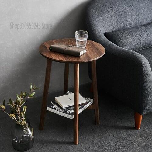Black Walnut Living Room Sofa Side Table Coffee Table Balcony Small Square Table Computer Table Side Table Solid Wood Small Roun
