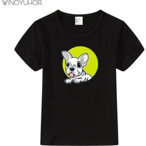 Kids Summer Short Sleeve Girls Boys Tshirt Children French Bulldog Cartoon Print T-Shirt Funny Casual Baby Tee Clothes