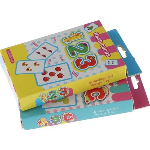 36pcs Flash Cards Learn English Word Number Baby Literacy Game Educational Card