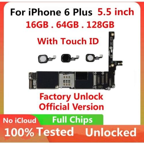 Factory Unlocked For iphone 6 plus 5.5inch Motherboard With/NO Touch ID Logic Board Support IOS Update Full Chips Clean ICloud