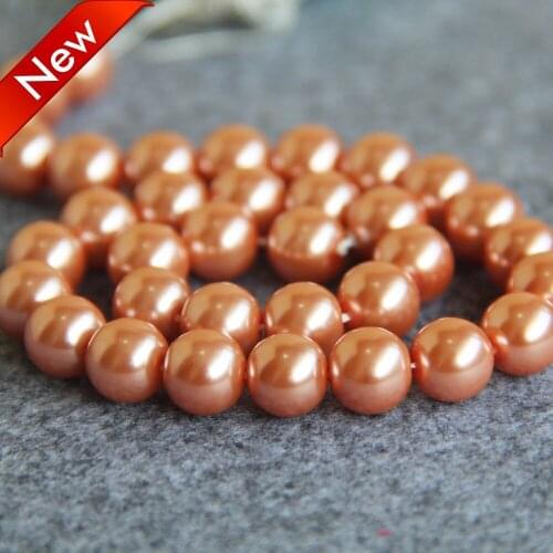 For Necklace&Bracelet 10mm Orange Shell Pearl Beads SeaShell DIY Gifts For Women Girl Loose Beads Jewelry Making Design 16inch