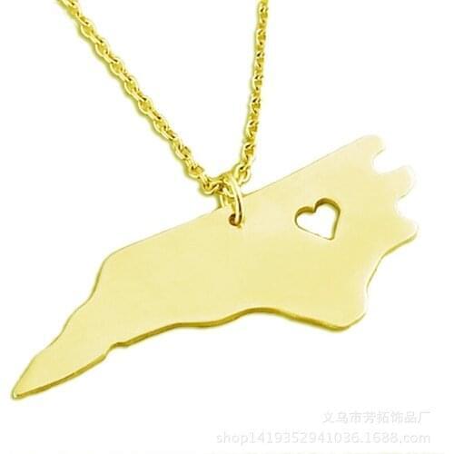 European and American style, STATE map necklace North Carolina no embroidered steel necklace
