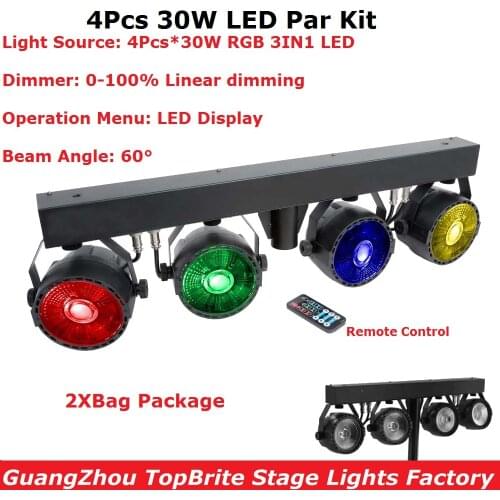 2XLot Bag Package LED Par Kit 4Pcs 30W RGB 3 Colors LED Slim Flat Par Lights With Light Stand 60 Degree Beam Angle LED Display