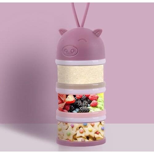 Newborn Baby Milk Powder Box Detachable Cute Pig Multi Layers Portable Candy Food Storage Box Infant Toddle Snacks Container