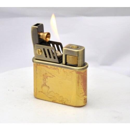 Pure Copper Oil Lighter Vintage Petrol Old Trenches Kerosene Lighter Retro Metal Cigarette Lighters Tobacco Fire Gadgets