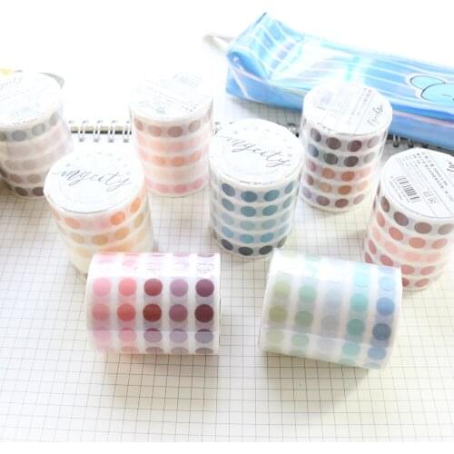 Domikee cute candy round dotted colored washi tapes school diary planner craft packing decoration DIY masking tape stationery