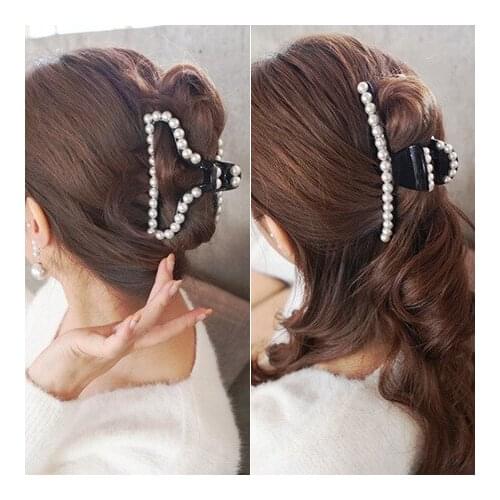 Fashion imitation pearl Hairpins Hair Clip Pearl Hair Crab Plastic Hair Claws For Women Clamp Resin Barrettes Accessories