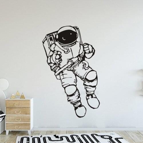 Astronaut Wall Stickers Outer Space Planet Decorative Vinyl Sticker Kids Room Baby Nursery Wall Decals Home Decoration LL2440