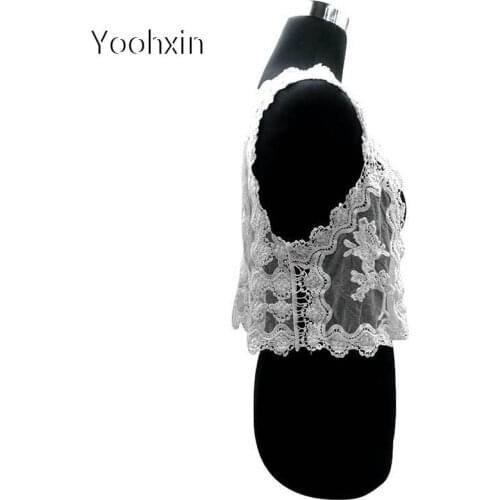 New mesh white embroidery DIY flower lace collar Fabric Sewing Applique ribbon trim neckline guipure dress cloth wedding decor